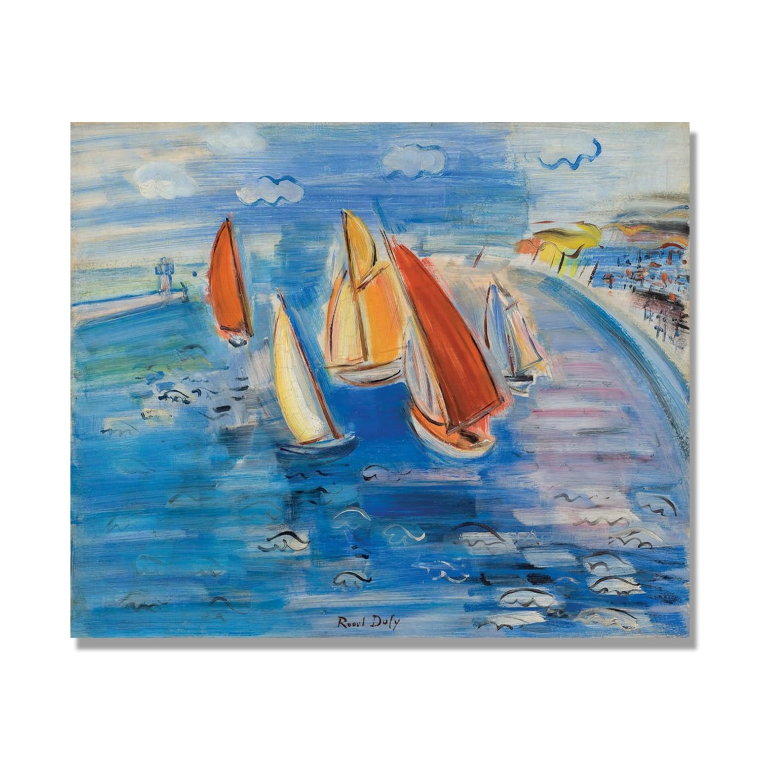 NHLDZYH Raoul Dufy (regaty w Sainte-Adresse), plakat podróżny w stylu vintage, sztuka impresjonistyczna, obraz ścienny na płótnie do dekoracji domu, 30 x 36 cm, tylko płótno