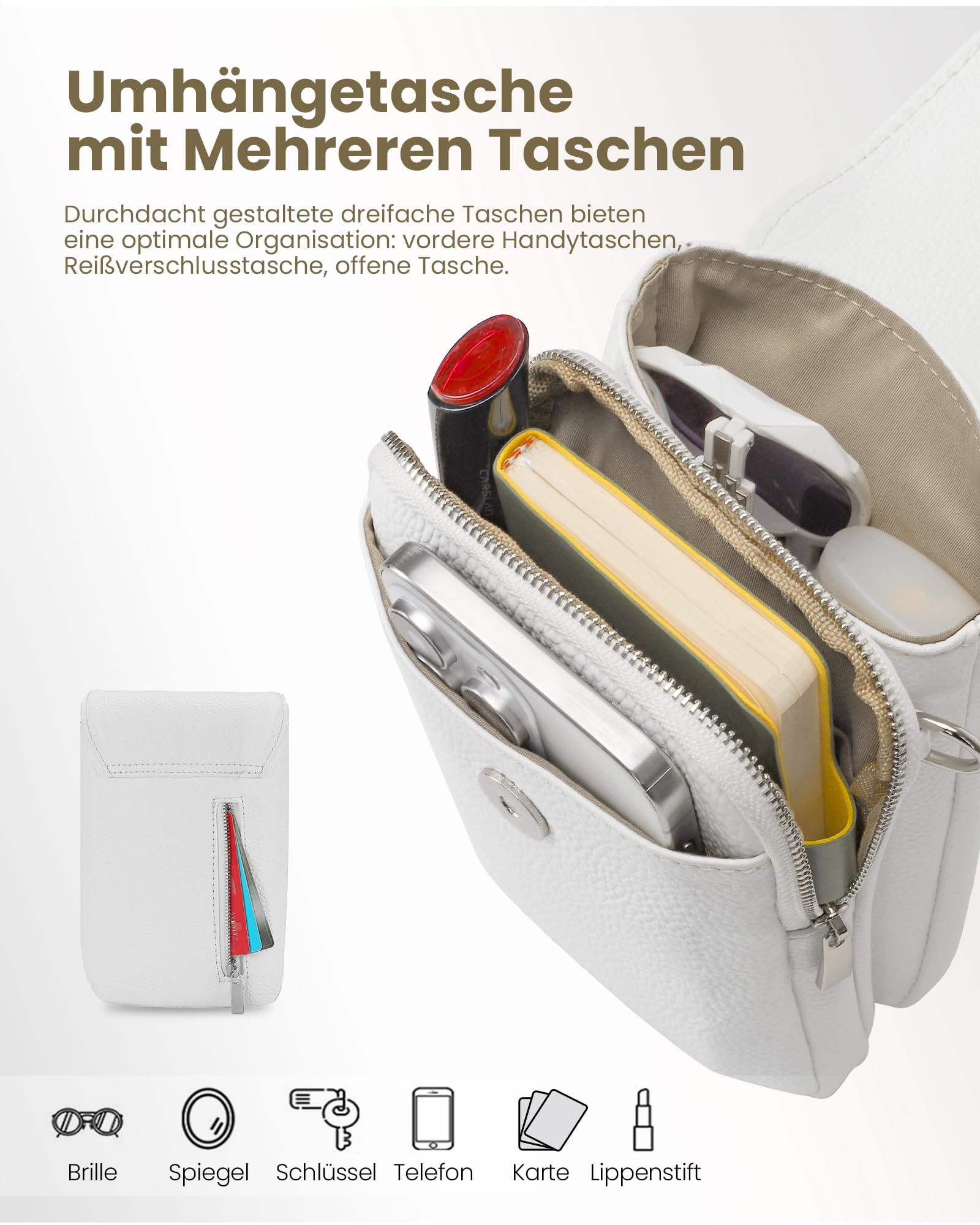 befen Echtleder Handytasche zum Unhängen Damen, Handytasche Damen mit RFID-Blockierung Kartenfächern Handytaschen