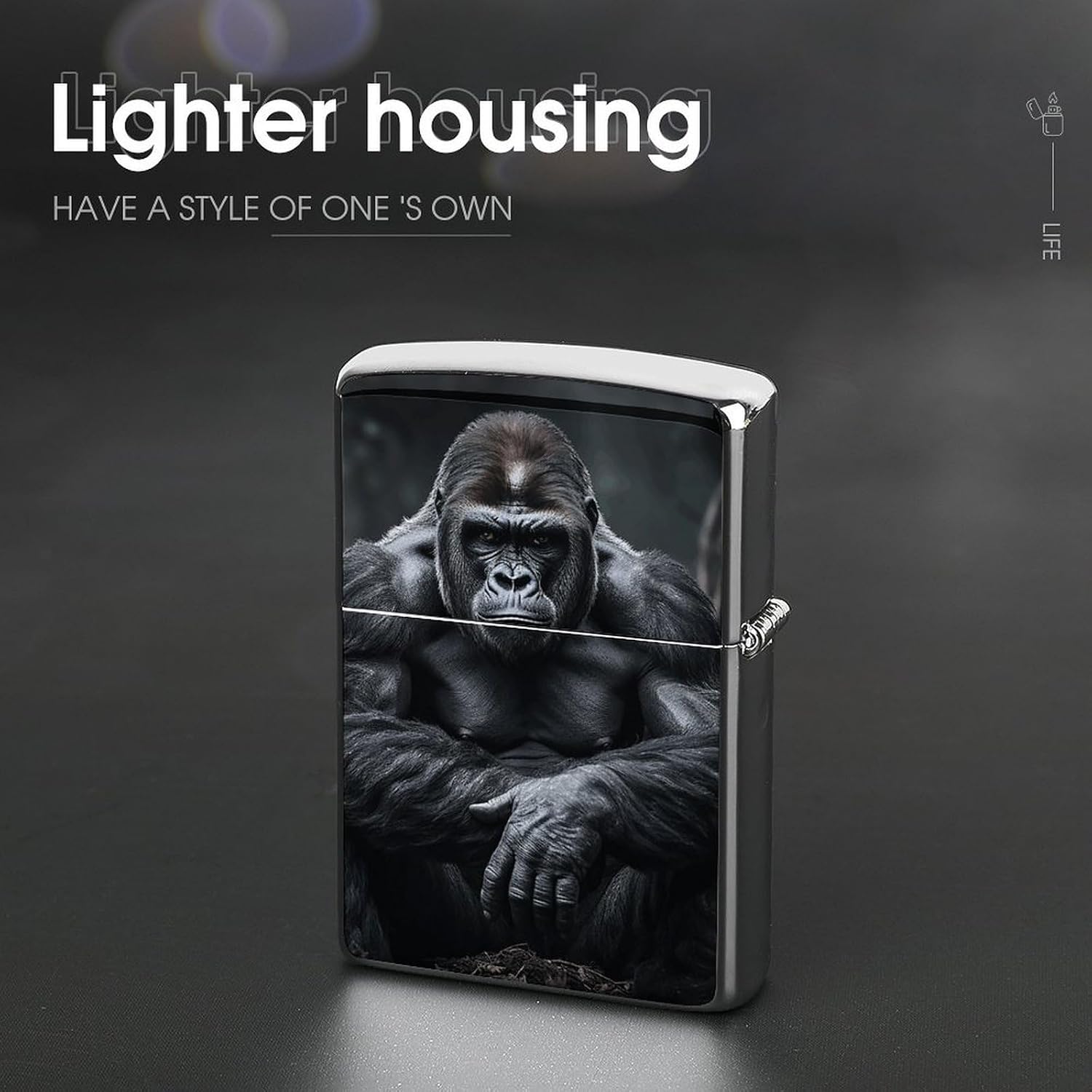 Gorilla on The Ground Metal Lighter Cover Case Pouch Holder image 4