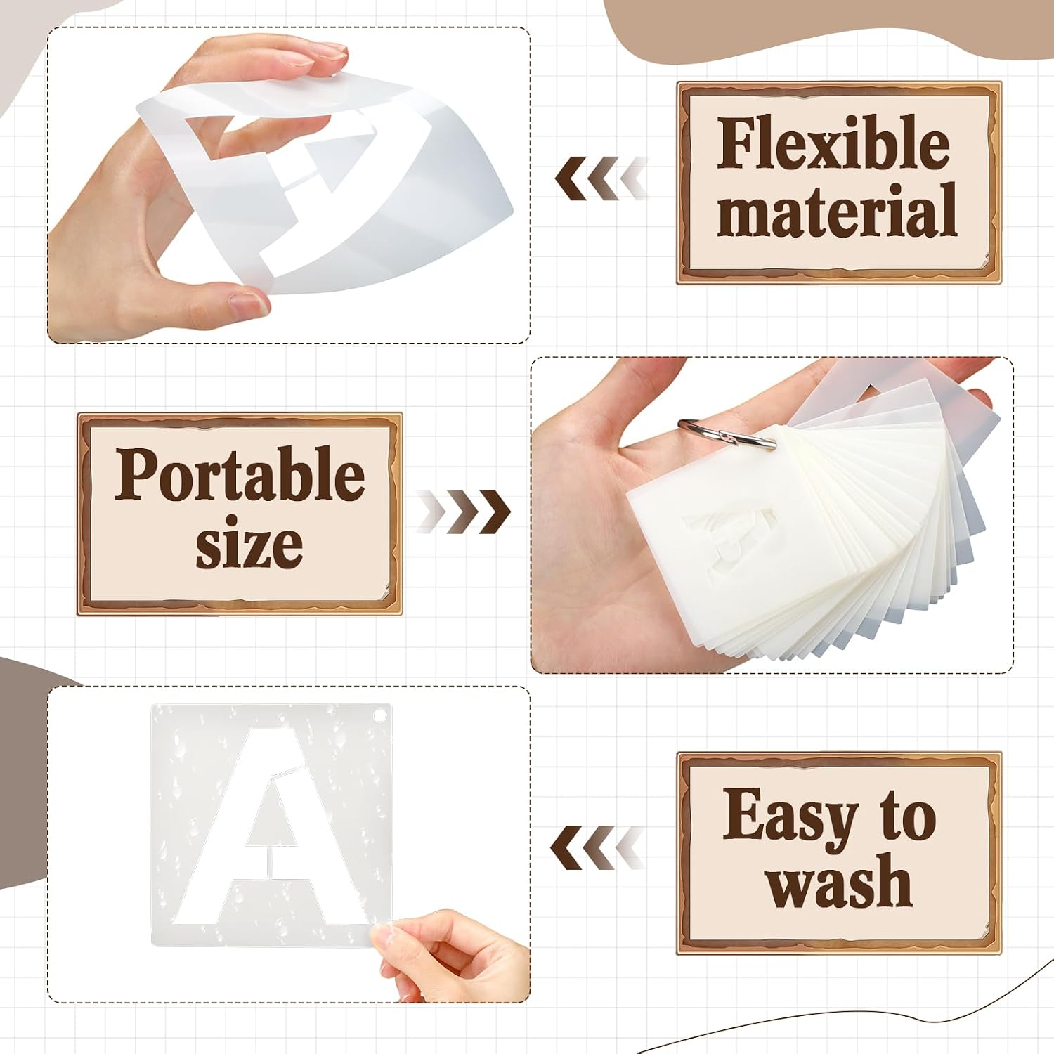 108 Pcs Letter and Number Stencils 3 Sizes 2, 4, 6 Inch Alphabet Number Templates Reusable Plastic Stencils for Painting on Wood, Walls, Fabric, Signs, Doors, DIY Art and Craft Projects
