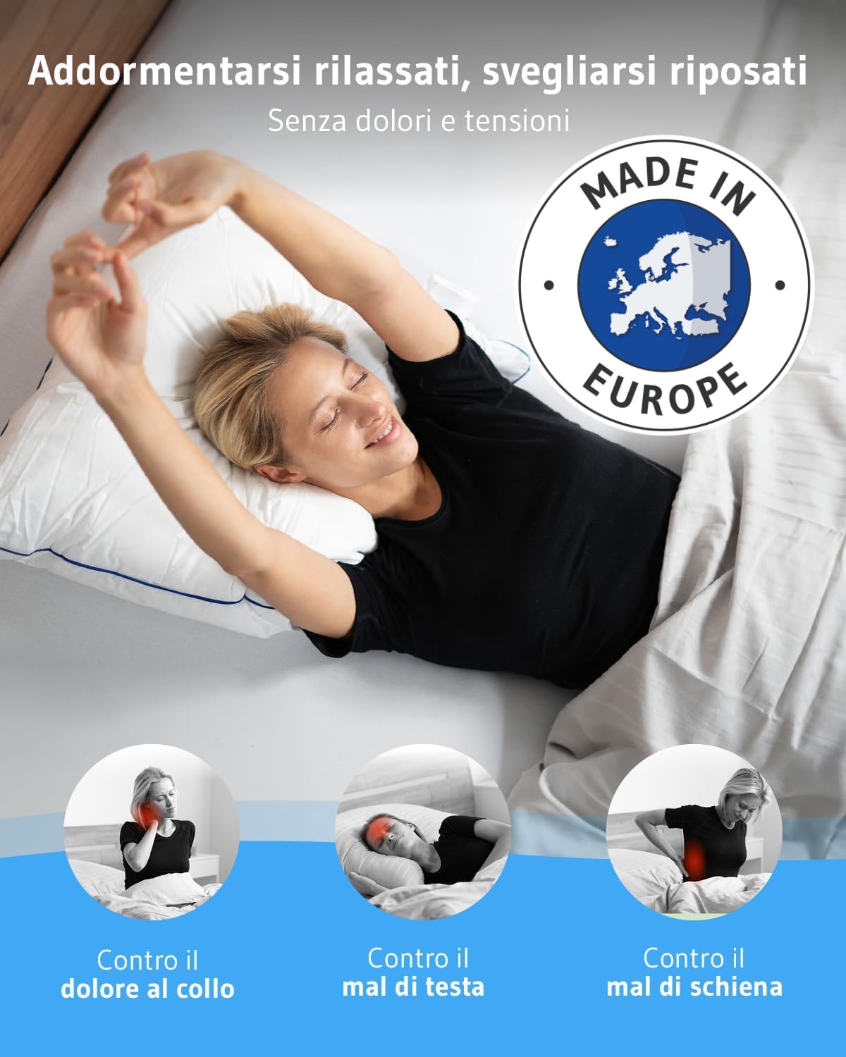 Cuscino inSPIRO 40x70 cm | Morbido come la piuma, fermo come il Memory Foam I Cuscino ergonomico per dormire sulla schiena, sul fianco o a pancia in giù | Morbido e Leggero | Lavabile in Lavatrice