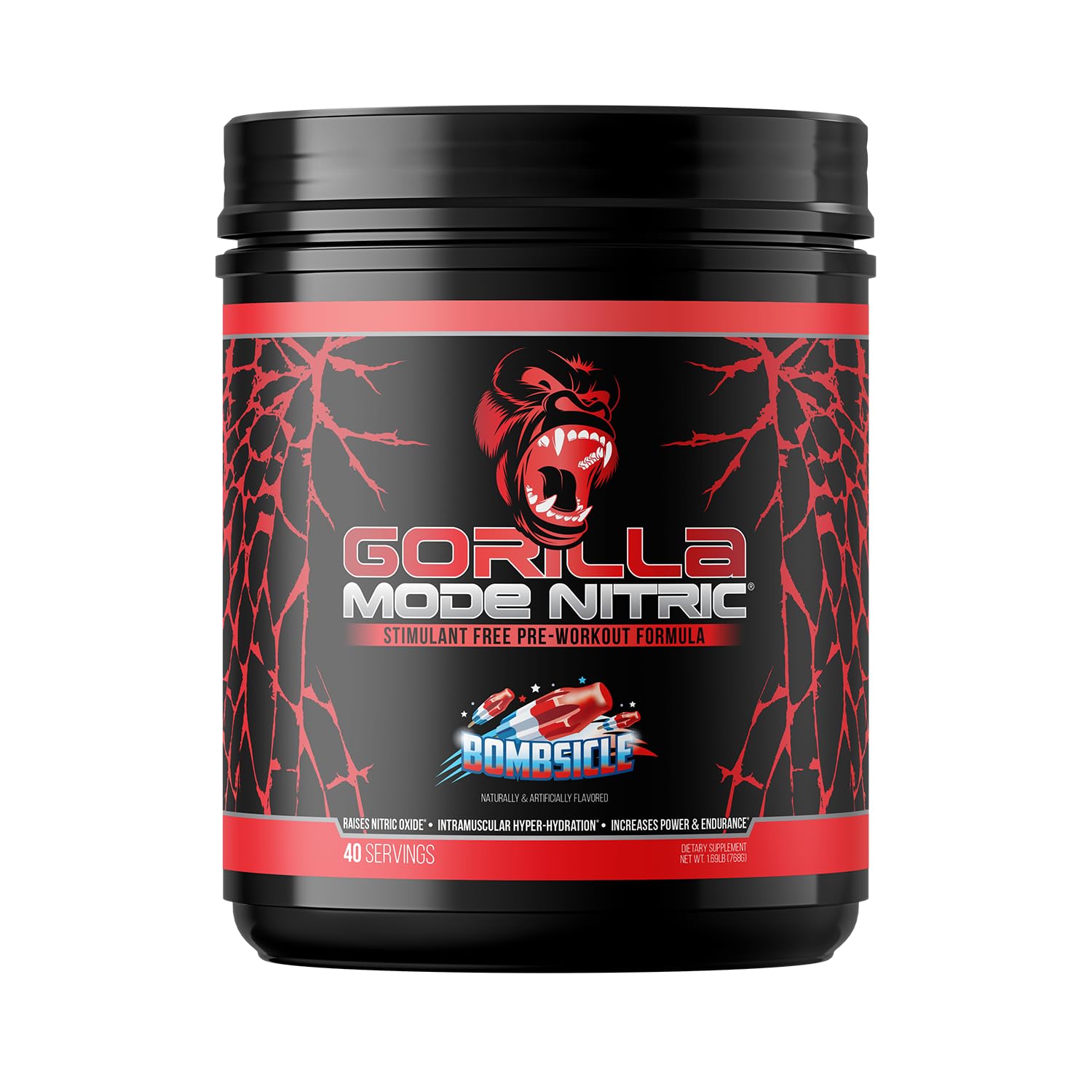 Gorilla MindMode Nitric Stimulant Free Pre-Workout – Best Tasting and Most Effective Stimulant Free Pre-Workout/Massive Pumps · Vasodilation · Power / 646 Grams (Bombsicle)