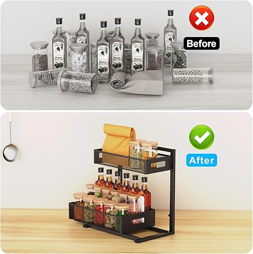 Miniatura 5 de Organizador para debajo del fregadero, organizador de gabinete extraíble de altura ajustable, organizador de baño de 2 niveles con cajones