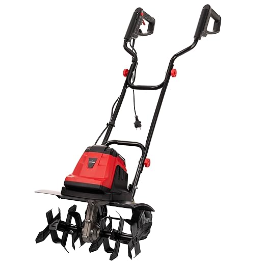 LEHMANN Motobineuse électrique, 1800 W, Largeur 45 cm et Profondeur 22 cm de Travail, 24 Lames, Guidon Repliable, Roues de Transport, pour Ameublir et Retourner la Terre Jardin, Rouge/Noir
