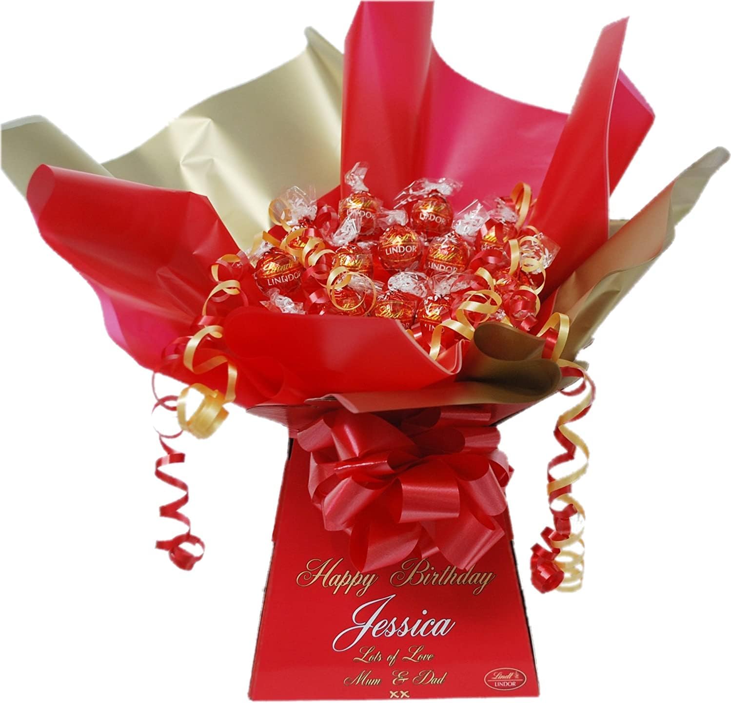 Personalised Chocolate Gift Hamper Bouquet Compatible With (LINDOR) RED