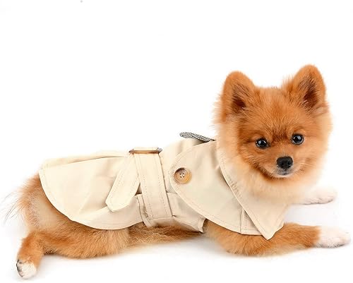 Miniatura 4 de Pet Trench Coat for Small Dogs Girl Boy Windproof Fashion Western Jacket Belted Outerwear Autumn Winter Dog Clothes for Puppy Chihuahua Azul