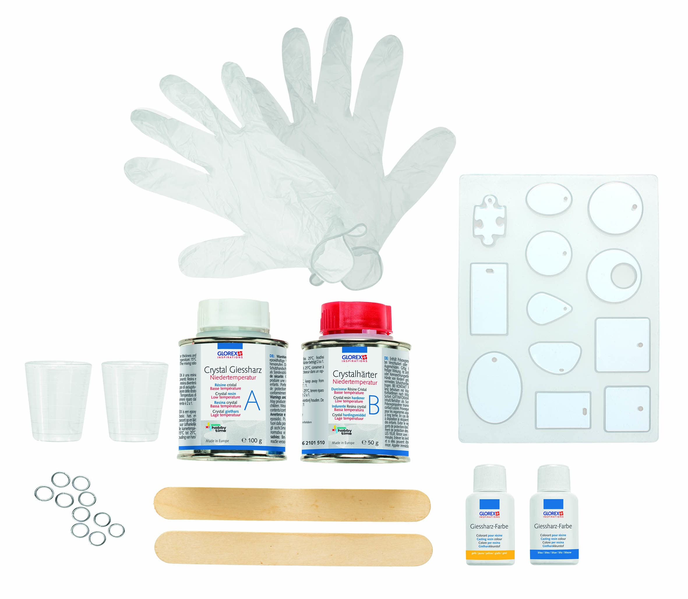 GLOREX- Kit Cristal Resina Joyas Bisutería 520-Juego Completo moldeo Hacer Individuales Formas una Idea de Regalo Creativa, Multicolor, 150 g (6 2101 520)