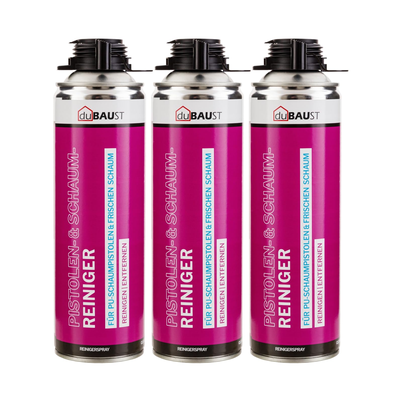 3x dubaust PRS24 Pistolenreiniger PU Reiniger 500ml Dose für Schaumpistole, Werkzeug, entfernt frischen PU Schaum, inklusive Sprühkopf
