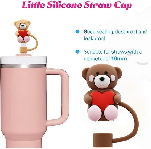 Miniatura 3 de Meitesti Tapa de popote para copa Stanley, adorno de popote en forma de corazón compatible con vaso de 30 y 40 onzas con asa, puntas de popote de