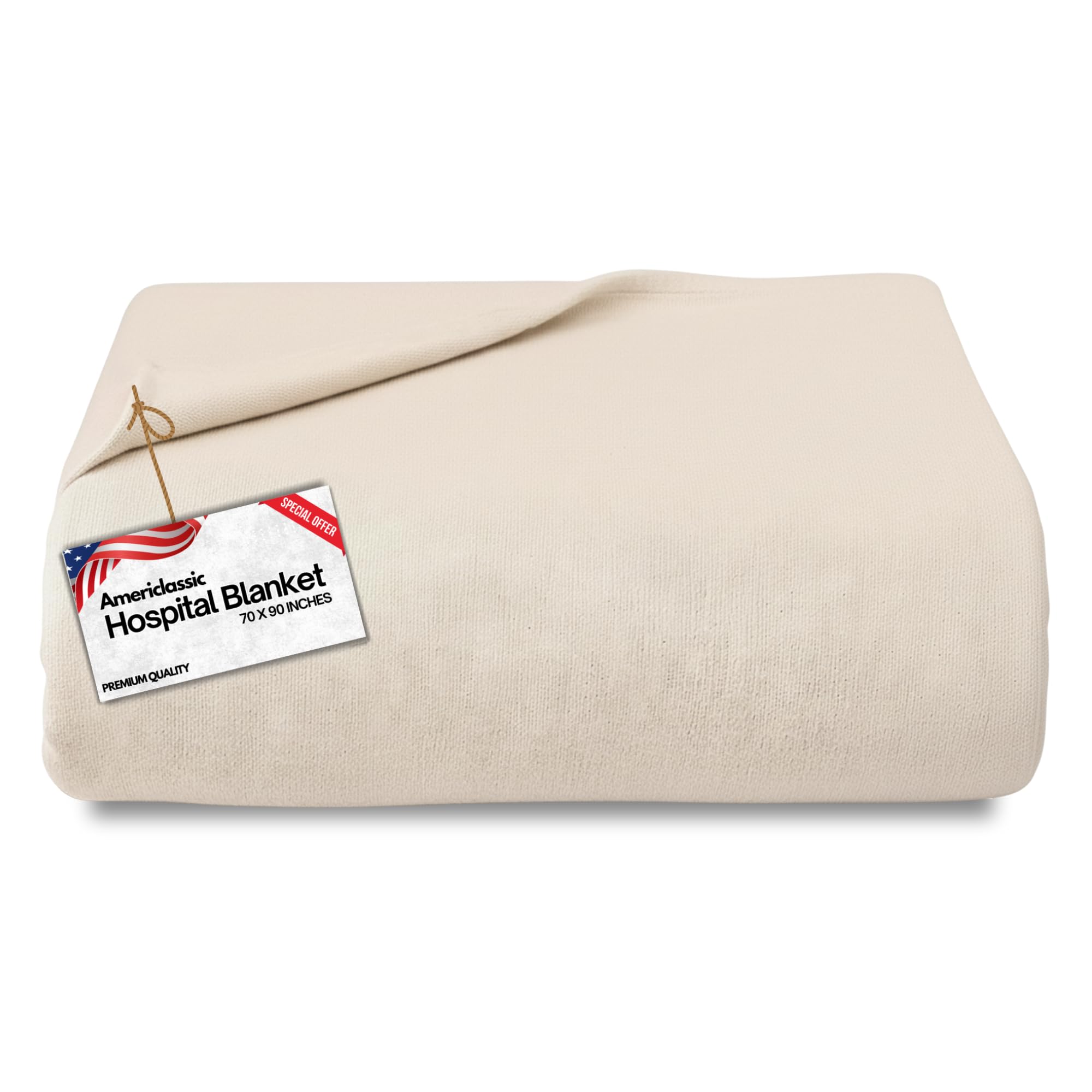 AMERICLASSIC Hospital Blanket – Pack of 1, 70x90 Inches – Cotton-Blend, Lightweight and Breathable Medical Blankets for Patient Care, Home Use, Bath,