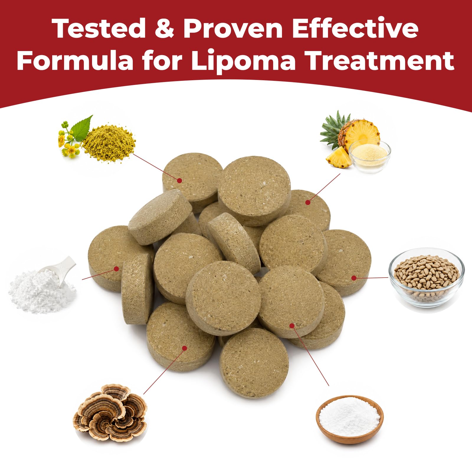 Herbal Lipoma Support for Dogs – Reduce Bumps，Lipoma，Promotes Healthy Fat Metabolism，Tissue，Immune & Skin Support，Pain Relief，with Turkey Tail Mushroom+L-Carnitine, Safe for All Breeds，Chicken，120 Tab — Amazon image 3