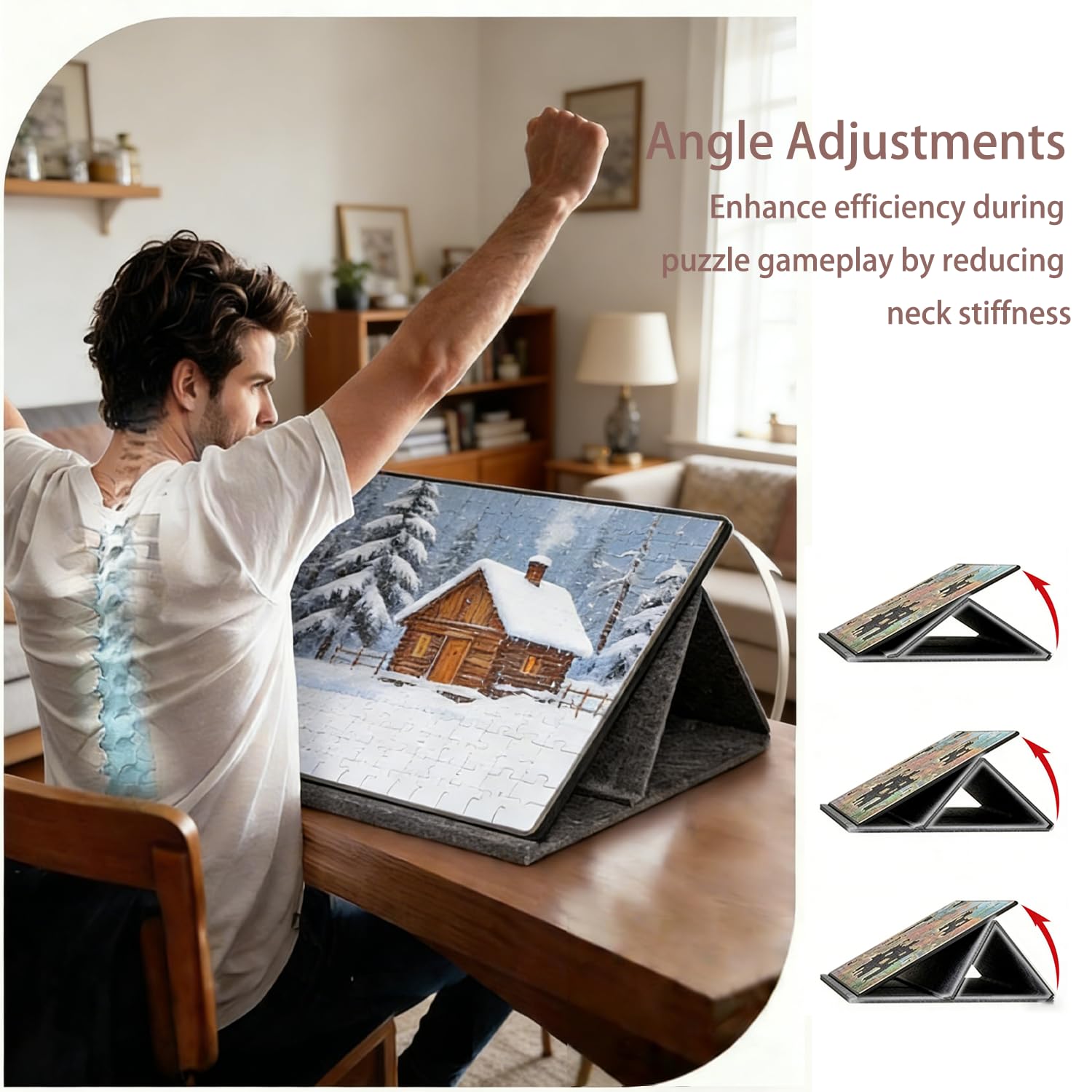 Planche à Puzzle Pliable avec 6 Tiroirs, Table Puzzle Portable avec Surface en Feutre pour 1000 Pièces, Plateau de Jeu de Puzzle avec Rangement, Dimensions 78x56cm