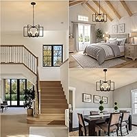 Vista 6 de Candelabro negro de granja, lámpara geométrica de 6 luces para comedor, moderna lámpara de techo industrial de metal, luces colgantes rústicas