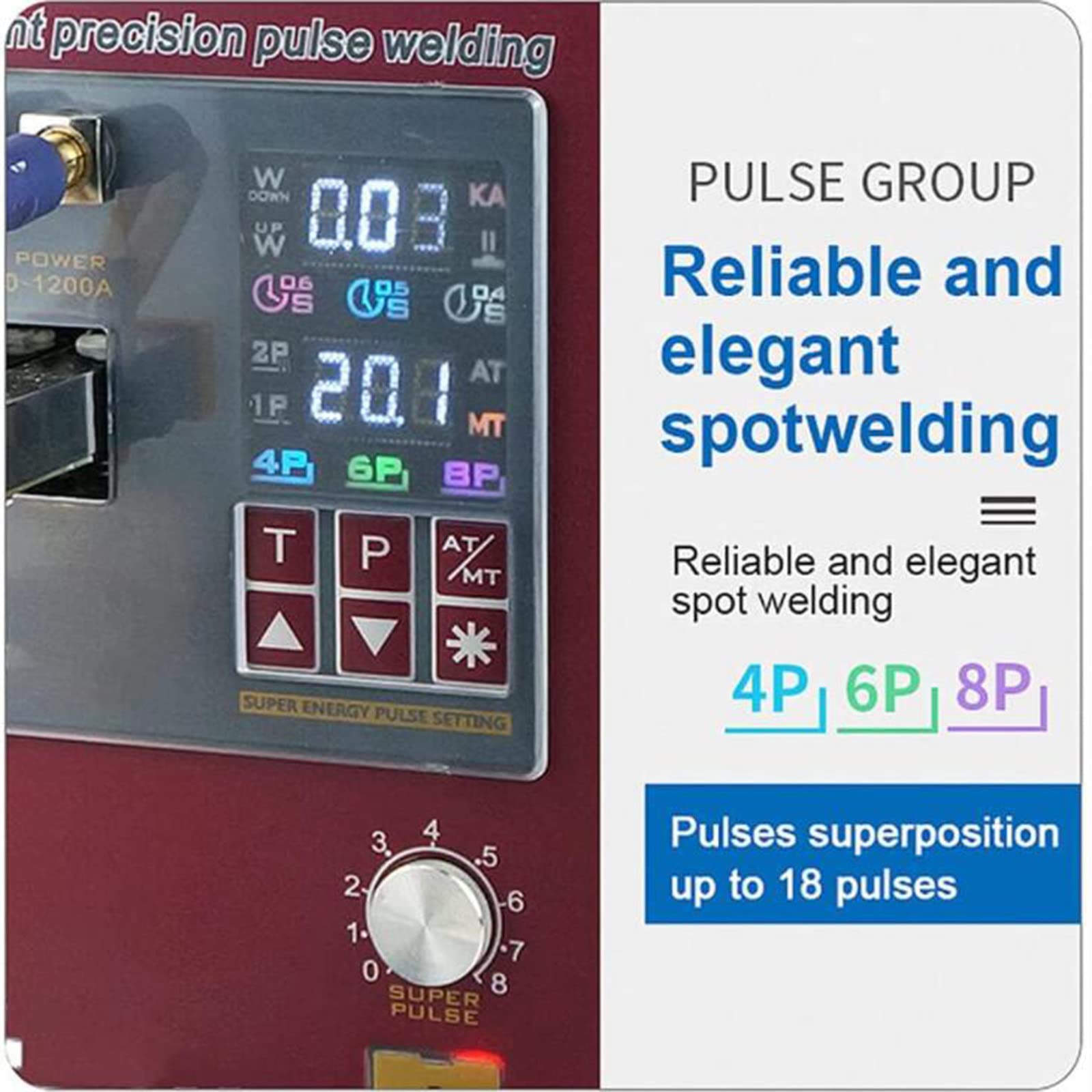 Saldatrice a punti a impulsi, saldatrice a punti con ritardo di pre-saldatura a induzione 737dh Saldatrice a punti con batteria al litio 18650 da 4,3 kW, con interruttore di comando a pedale con ill