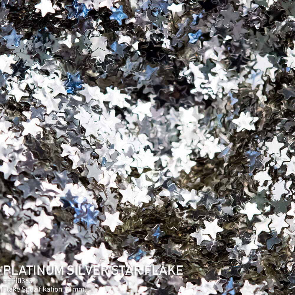 3D Platinum Silver Stars Effektpigment – Glitter Für Resin, Autolack, Seife & Kunst