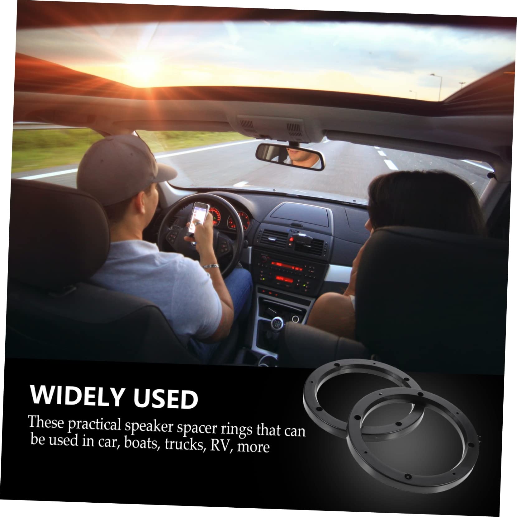 2-Pair Car Speaker Spacers - Universal 6.5-inch Speaker Adapter Rings