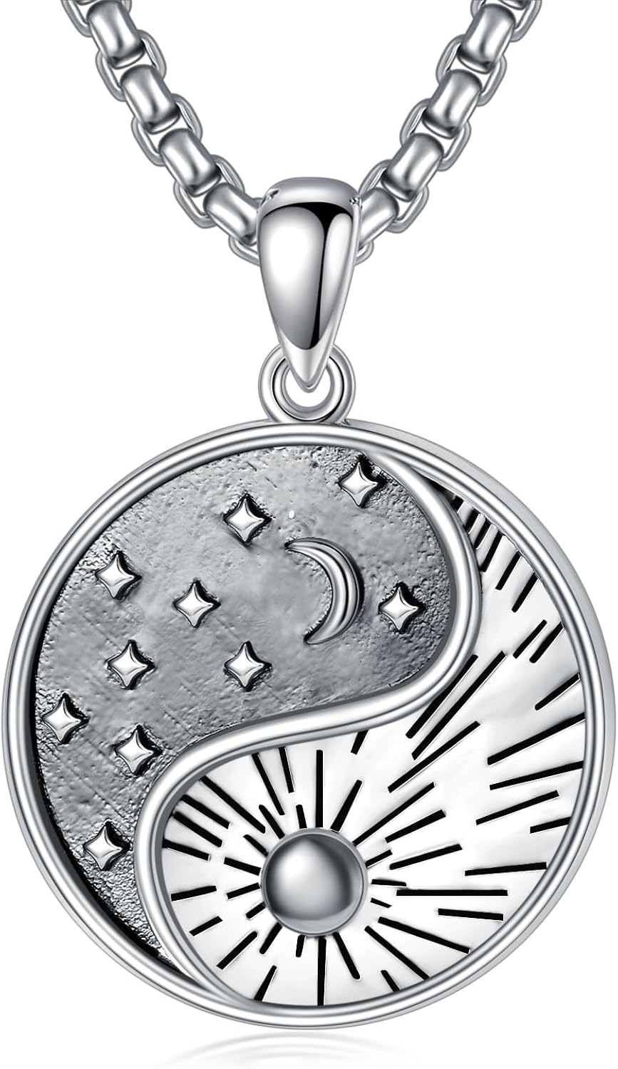 Yin and Yang Necklace for Men 925 Sterling Silver Yin Yang Pendant Jewelry Gift