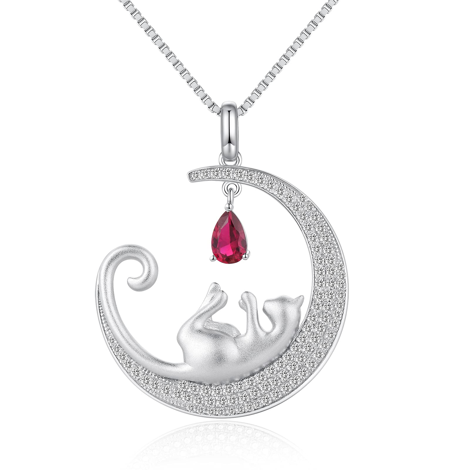 jiamiaoi Collana Gatto in Argento Sterling s925 Placcato Oro Bianco 18K per Donna