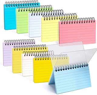 Koogel 10 Packs Index Cards, 500 Sheets Flash Cards 125x85mm｜5x3 Inches Coil Multicolour Revision Record Cards Note Taking Paper 10 Colours for School Learning Memory Memo Scratch Pad Presentation