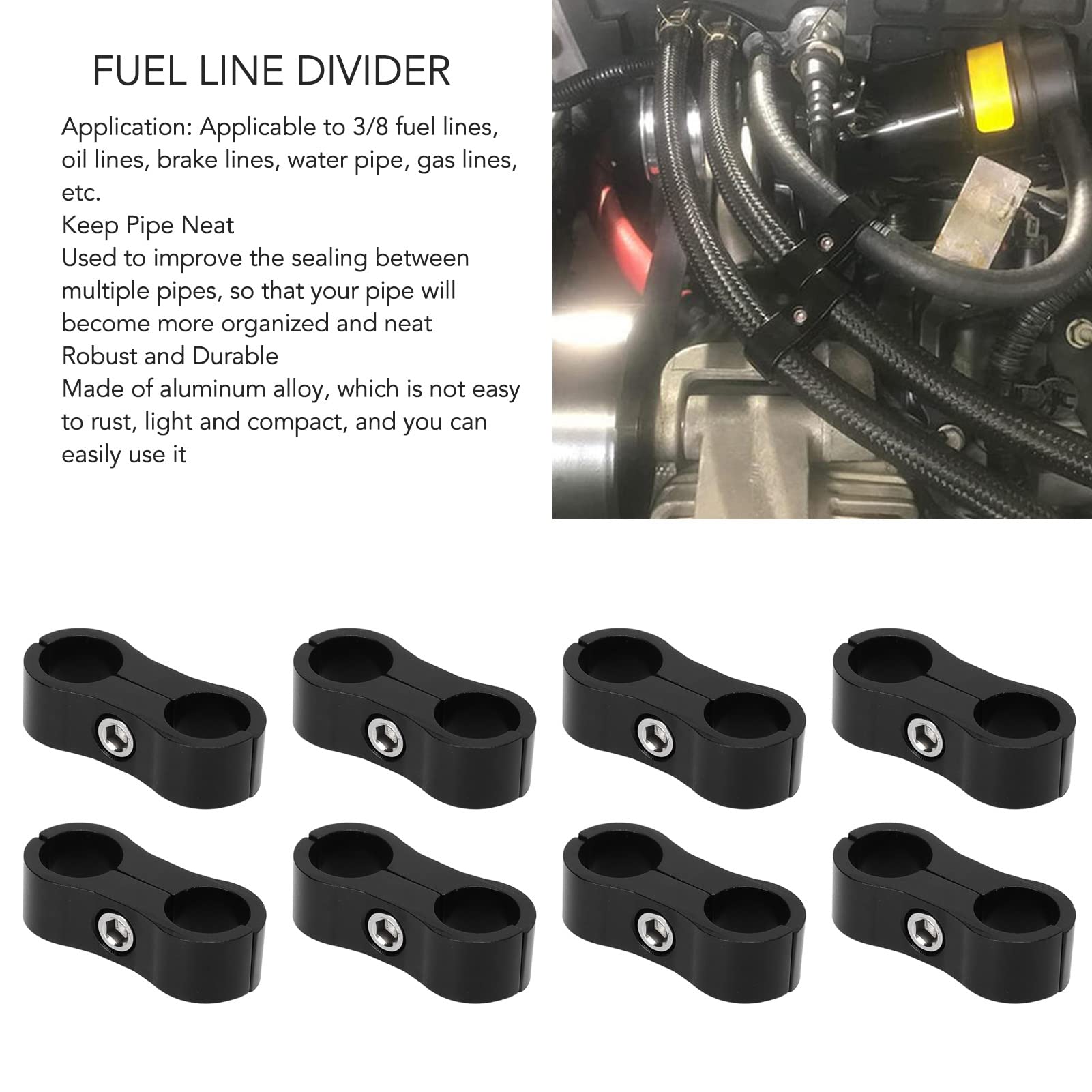 thumbnail: JNNJ AN6 Aluminium Slangafstandhouders – 14 Mm Dubbele Gaten, Rood, Voor Olie-, Rem-, Brandstof- En Waterleidingen, Universeel, Set Van 2, Met Inbusschroeven