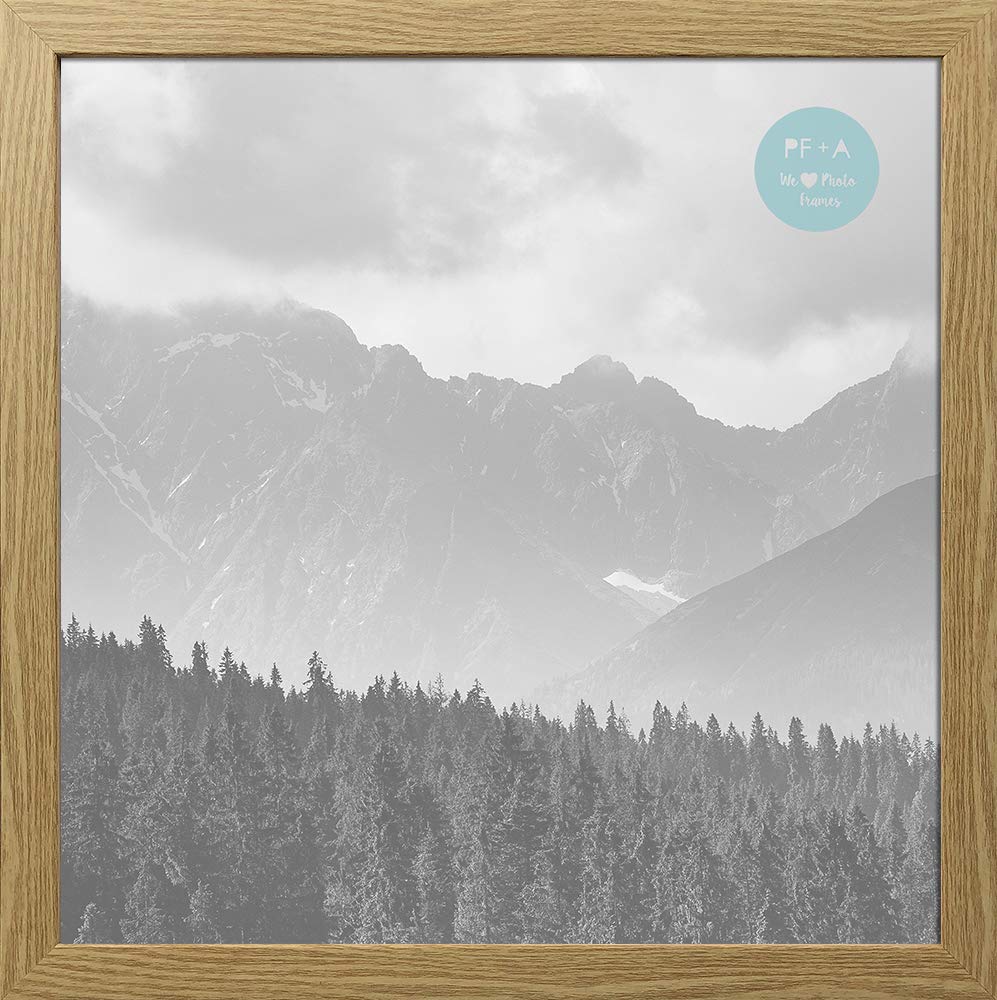 pf+a Oxford Thin Premium Square Picture Frame For 12x12" Photo/Oak Effect