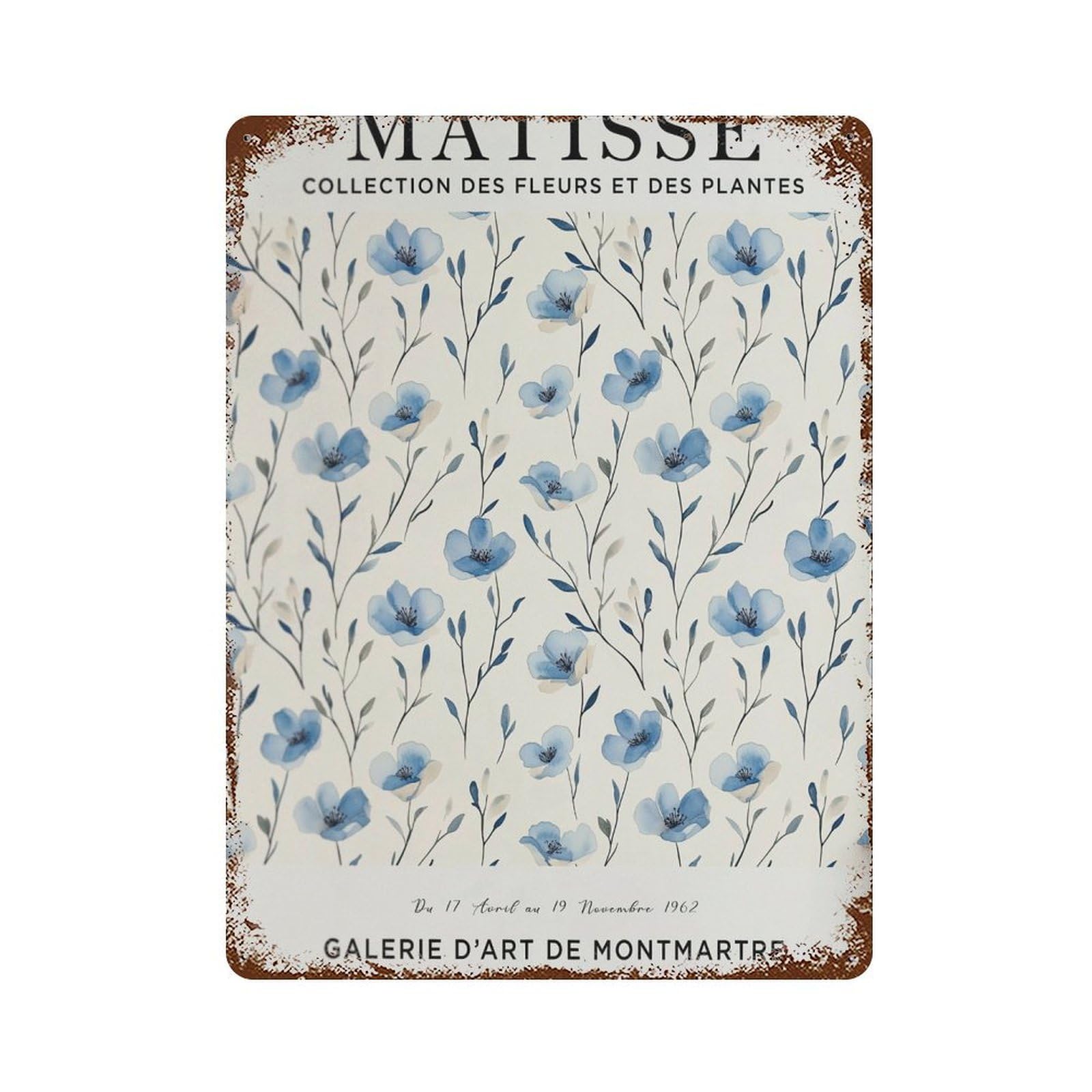 xiaoxiaoshen Henri Matisse Blue Flower. Flower Market Plant. Botanical Wall Decor Art Metal Tin Poster Modern Home Decor Art Home Bar Shop Decorations Vintage Sign 40x30cm