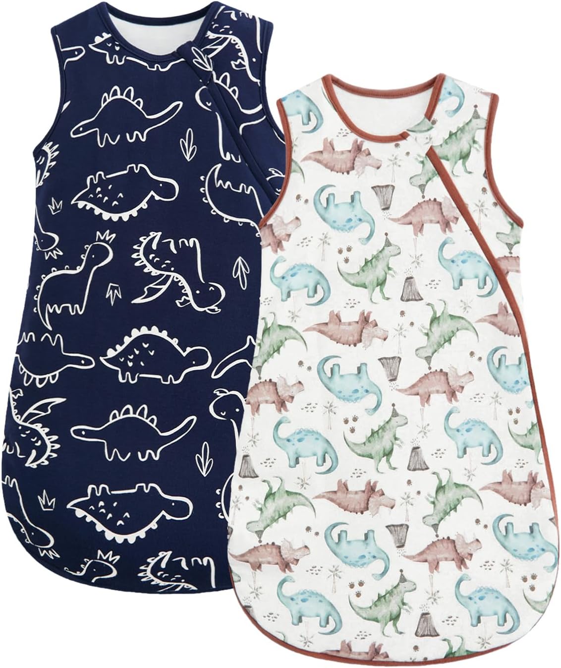 WYTbaby 2 Pack Baby Sleep Sack 1.0 TOG, 100% Cotton Wearable Blanket, 2-Way Zipper Baby Sleeping Bag, 6-12 Months