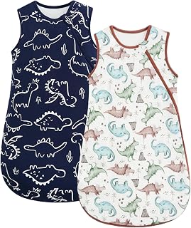 WYTbaby 2er Pack Baby Schlafsack 0.5 1 1.5 Tog, 100% Baumwolle Babyschlafsack für Kleinkind Neugeborene Jungen Mädchen 0-24 Monate