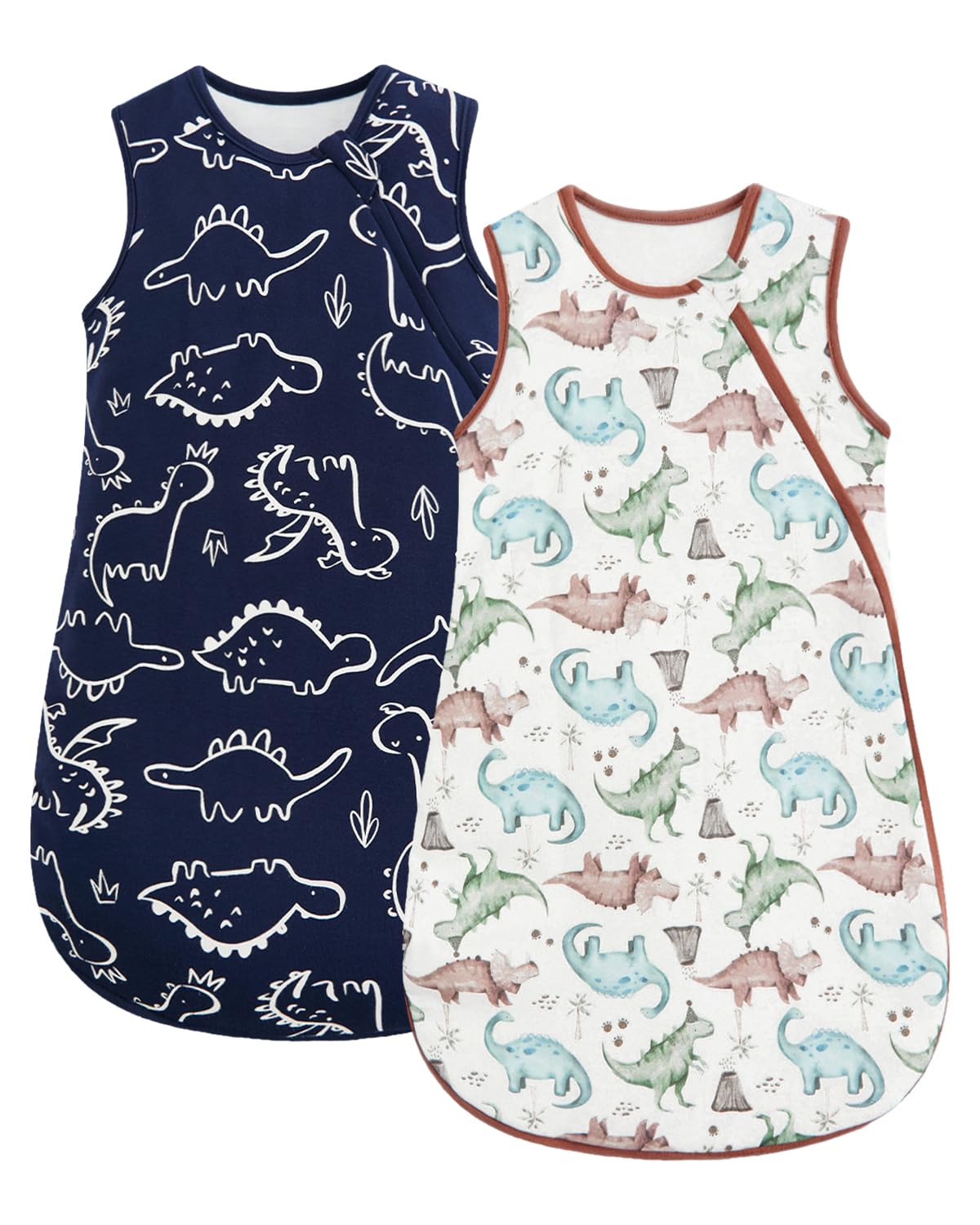 WYTbaby 2er Pack Baby Schlafsack 0.5 1 1.5 Tog, 100% Baumwolle Babyschlafsack für Kleinkind Neugeborene Jungen Mädchen 0-24 Monate