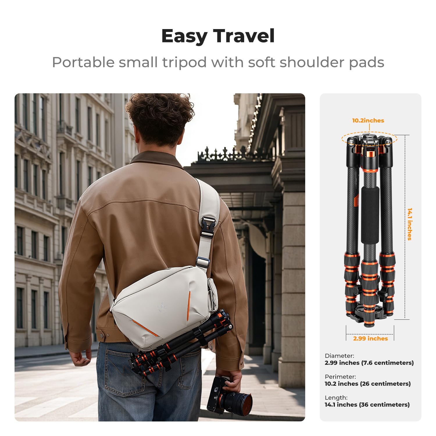 K&F CONCEPT Borsa a Tracolla per Fotocamera | tasca laterale ripiegabile, per uomo e donna, per Canon/Sony/Nikon/DSLR/mirrorless, BS19