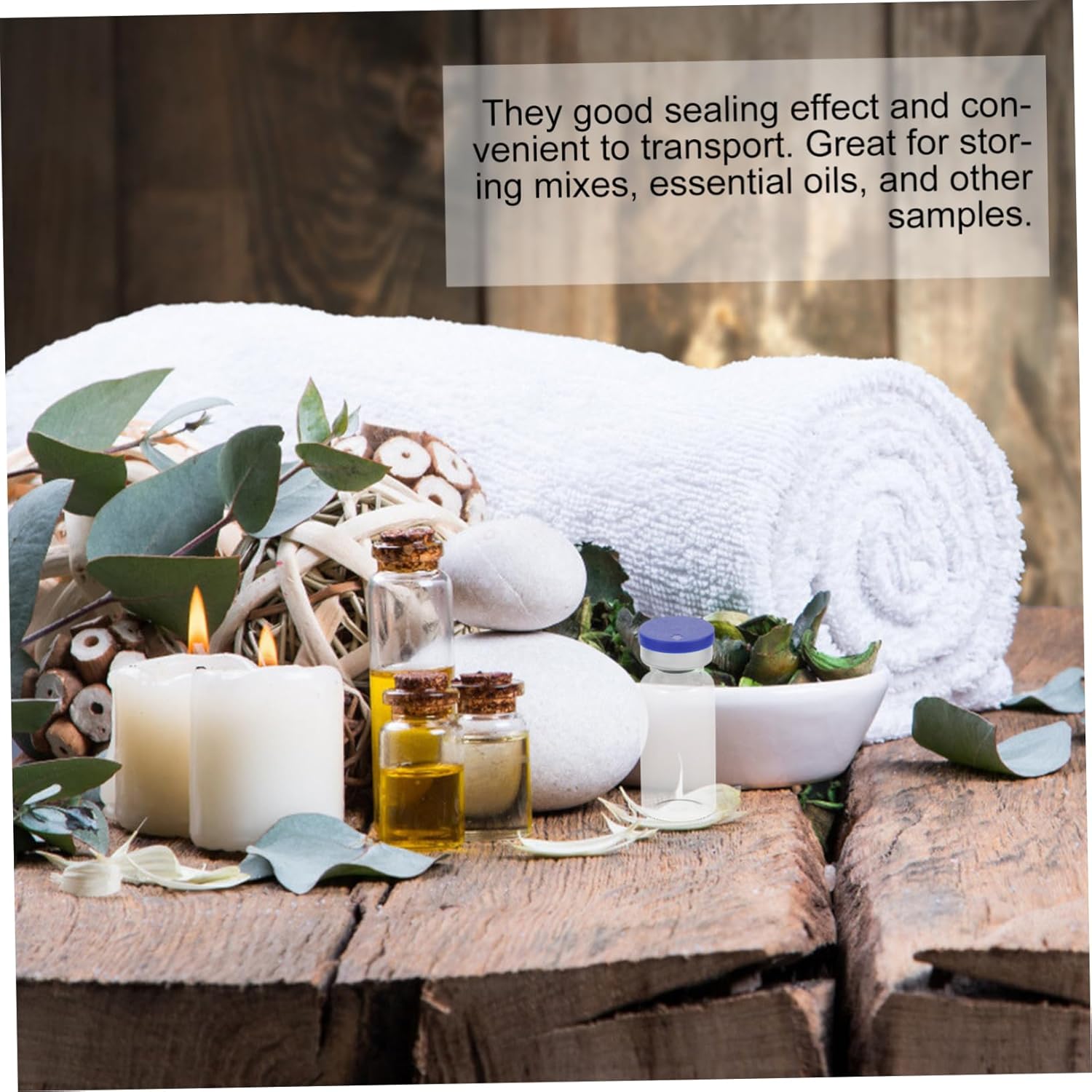 LIFKOME 100pcs Essential Oil Vials Glass Sample Bottles Lids Refillable for Experiments and Storage