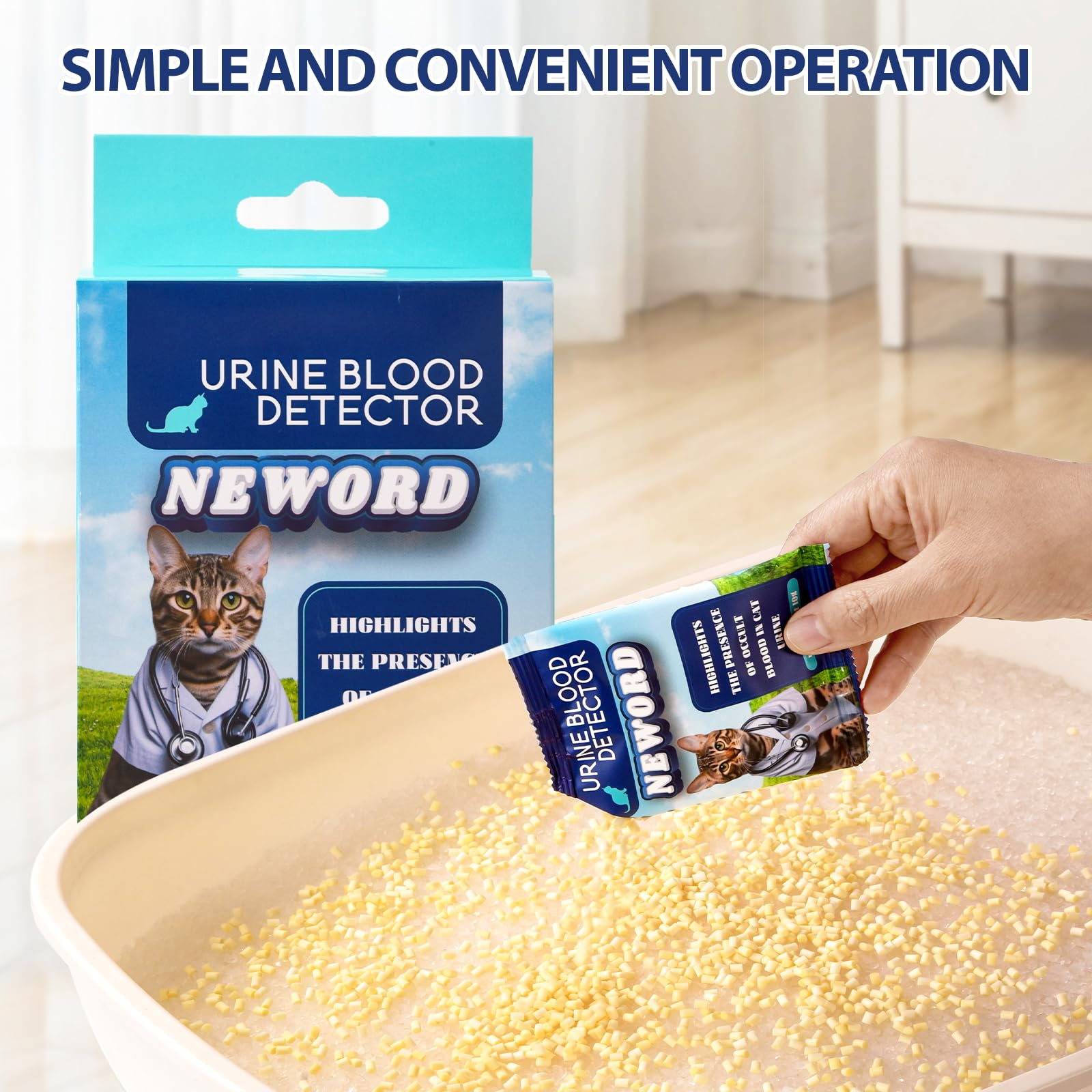 NEWORD Health Monitoring Cat Litter Additive - Detect Blood in Urine with Color-Changing Technology, Vet-Approved, Safe for All Cat Breeds - Easy Home Testing for Cat Health Care