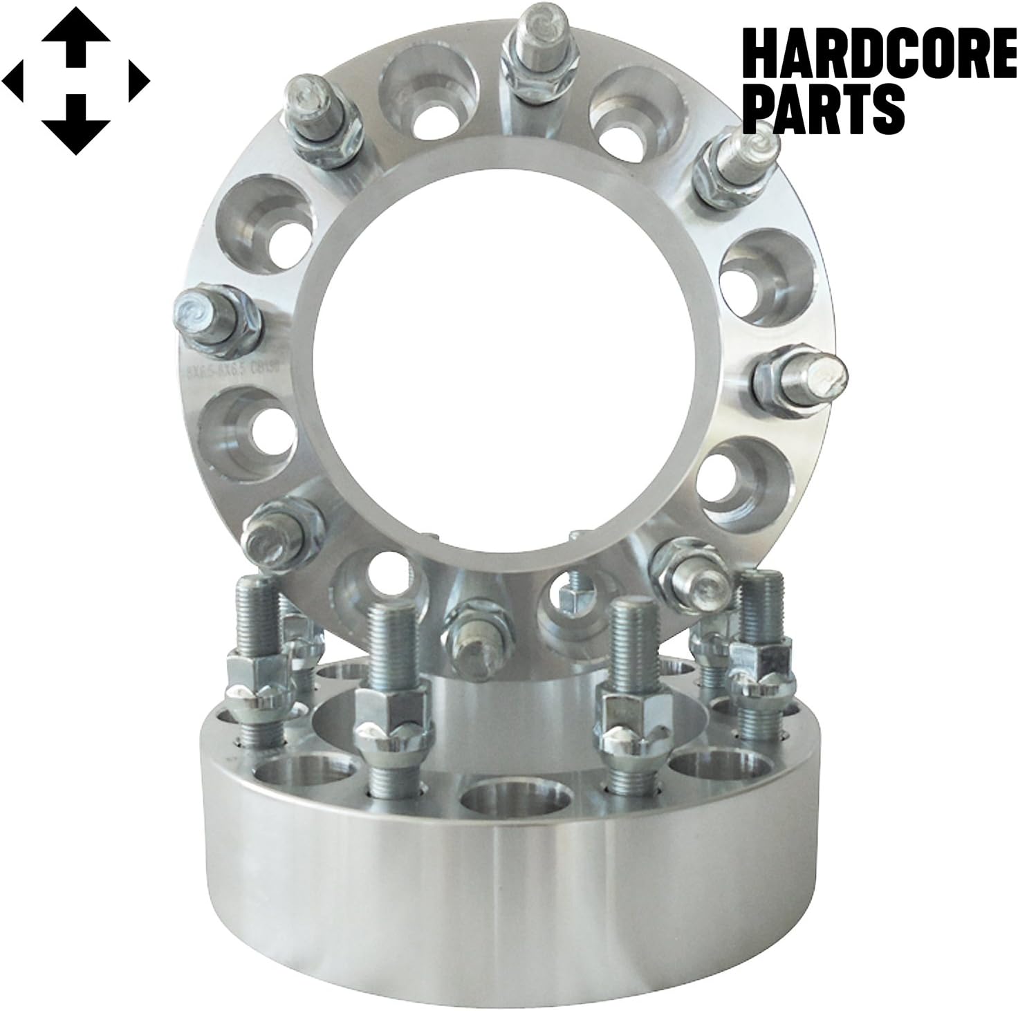 Smart Parts 2pc Wheel Spacers Adapters 4" (2" Per Side) 8x6.5 (8x165.1) to 8x6.5 Bolt Patterns with M14x1.5 Studs - Fits Chevy Avalanche Silverado Suburban GMC Savana Sierra Yukon Hummer Ram
