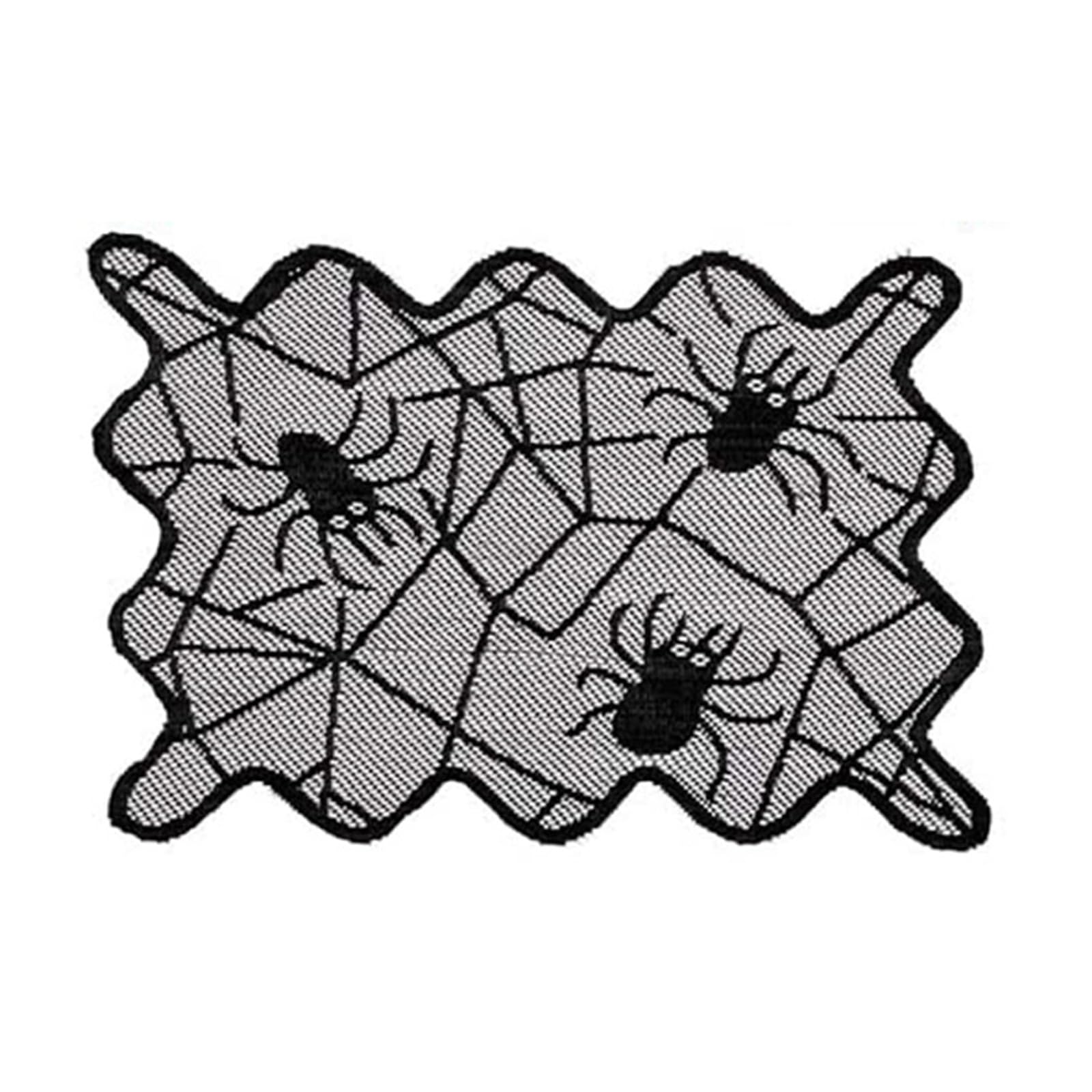 Nucelit Halloween Tablecloth Spiderweb Lace Table Runner Decoration for Masquerade Dinner Table Decorations Black Lace Decoration Gothic Decor Halloween Themed Tablecloth Elegant Runner