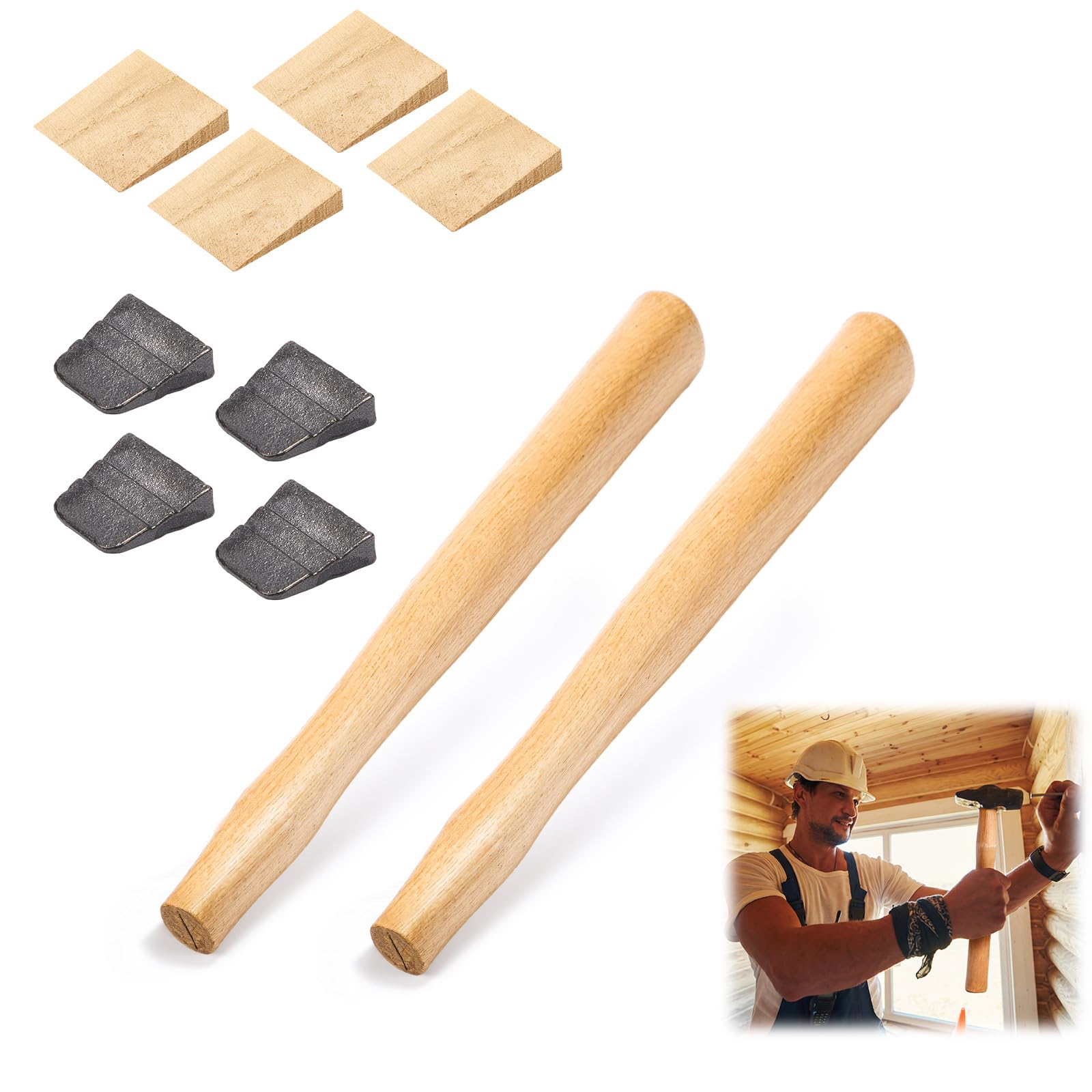 Bucherry Hammer Handle Replacement Kit - 2 Handles + Wedges -8 Bucherry Hammer Handle Replacement Kit - 2 Handles + Wedges -8