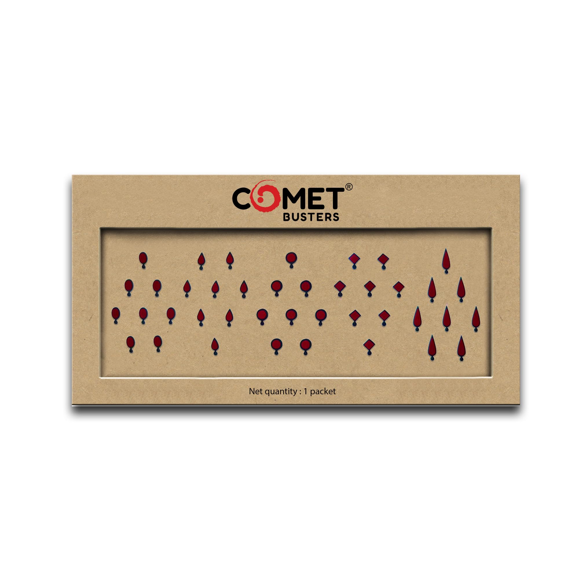 Comet Busters® Designer Bindis – Maroon Mixed Shapes Round, Tear Drop & Diamond Style – Reusable Bindis for Women & Girls – (32 Bindis) (CBIN1805)-picture-13
