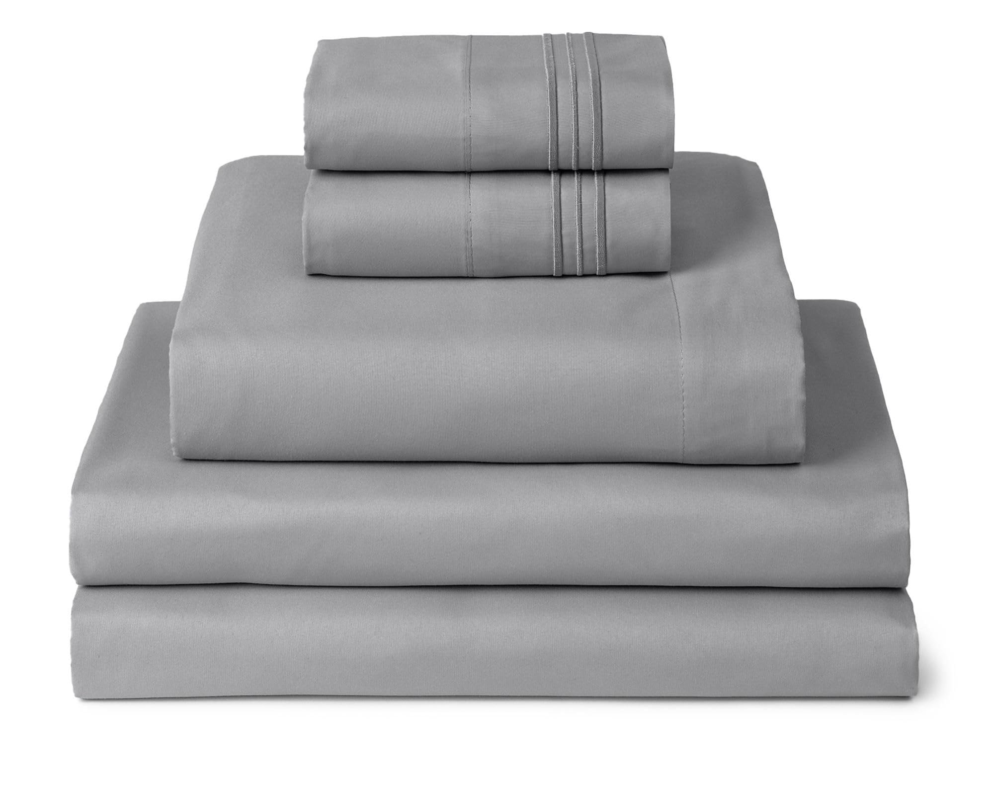 Mellanni Iconic 5-Piece, Ultra Soft Sheet Set (Split King, Light Gray)