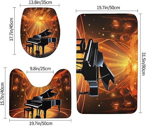 Miniatura 2 de Juego de 3 alfombras de baño de teatro musical, juego de 3 alfombrillas de baño súper absorbentes, incluye alfombra de baño, tapete de contorno y