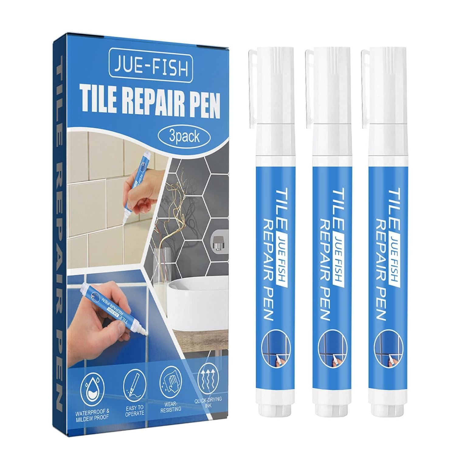 Waterproof Tile Marker 3 Pcs Grout Pen Wall Seam Pen For Tiles Floor Seam Repair Waterproof Tiles Shower Floor Tiles, Joint Repair Pen Quick DryinPen Set (3Pcs White) (B0CYPFKM3D) Amazon Price History, Amazon Price Tracker