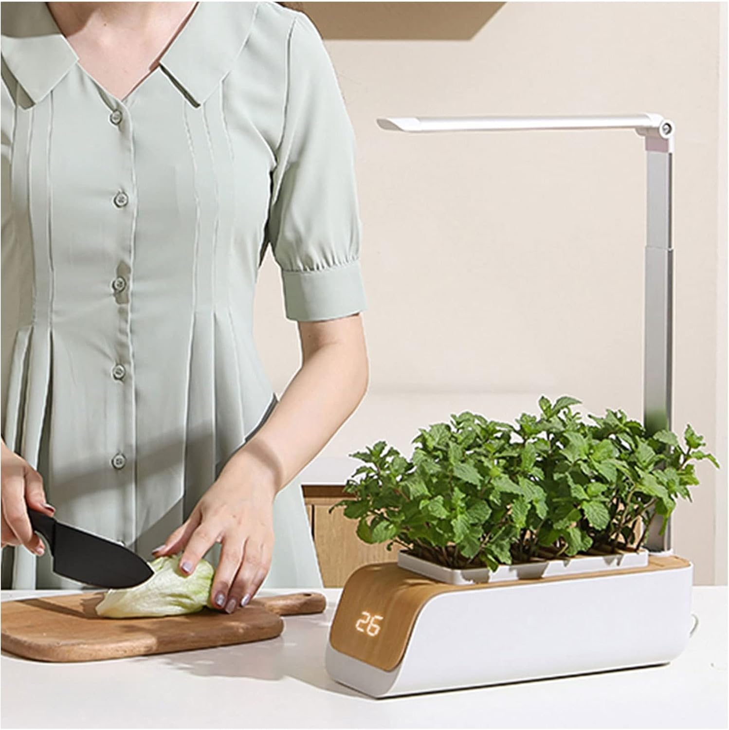 Hydroponic Herbs, Indoor Grow Light for Plants Low Water Level Indicator,Smart Chip