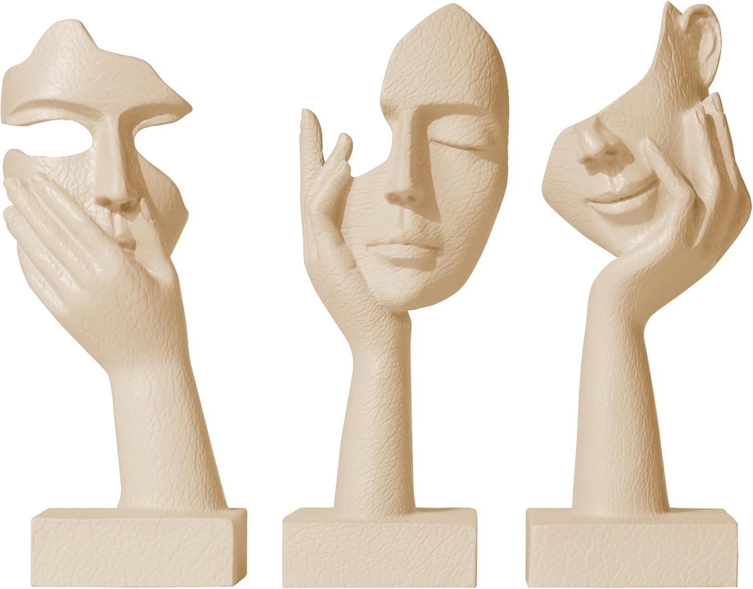 Aris & Juno 3 Pcs Thinker Statue Set - Abstract Sculpture Home Decor for Living Room, Office Desktop, and Room Decor - Adorable Resin Figurines for Shelves, Coffee Tables and TV Stand, Gift for Women