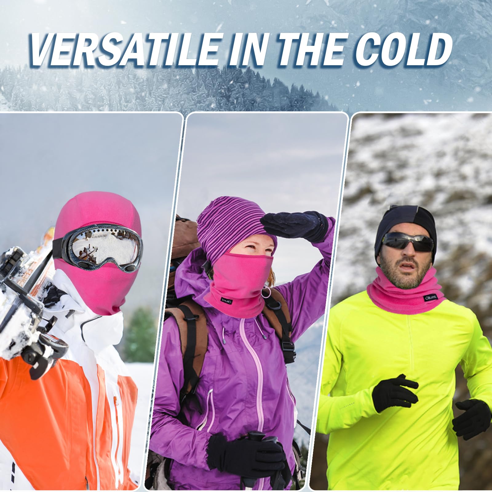 Pasamontañas de esquí para hombres y mujeres, máscara facial de invierno con múltiples estilos de uso, para deportes al aire libre y clima frío