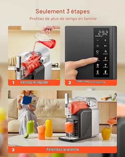 VEVOR Machine à Granités 2 L, Machine à Boissons Glacées et Givrées sans Glace, pour Margaritas Frappées Milkshakes Slush, Distributeur de Granité Granita Autonettoyant avec 6 Programmes Prédéfinis - 5