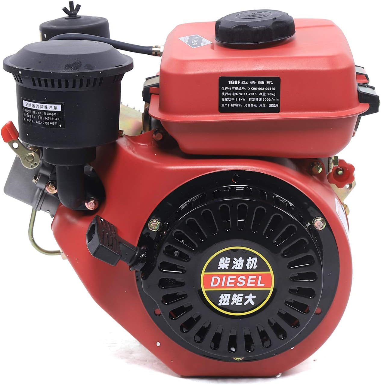 2.2KW 4 Stroke Diesel Engine, Manual Start Single Cylinder Engine, Aluminum Air-Cooled 1 Cylinder Diesel Engine for Irrigation and Drainage Machines Generator Sets