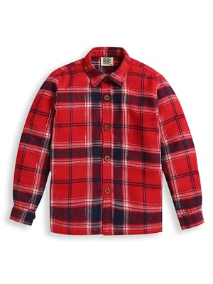 ZIP ZAP ZOOP Red Black Big Checks Collar Neck Full Sleeve Cotton Boys Shirt (0-6 Month)