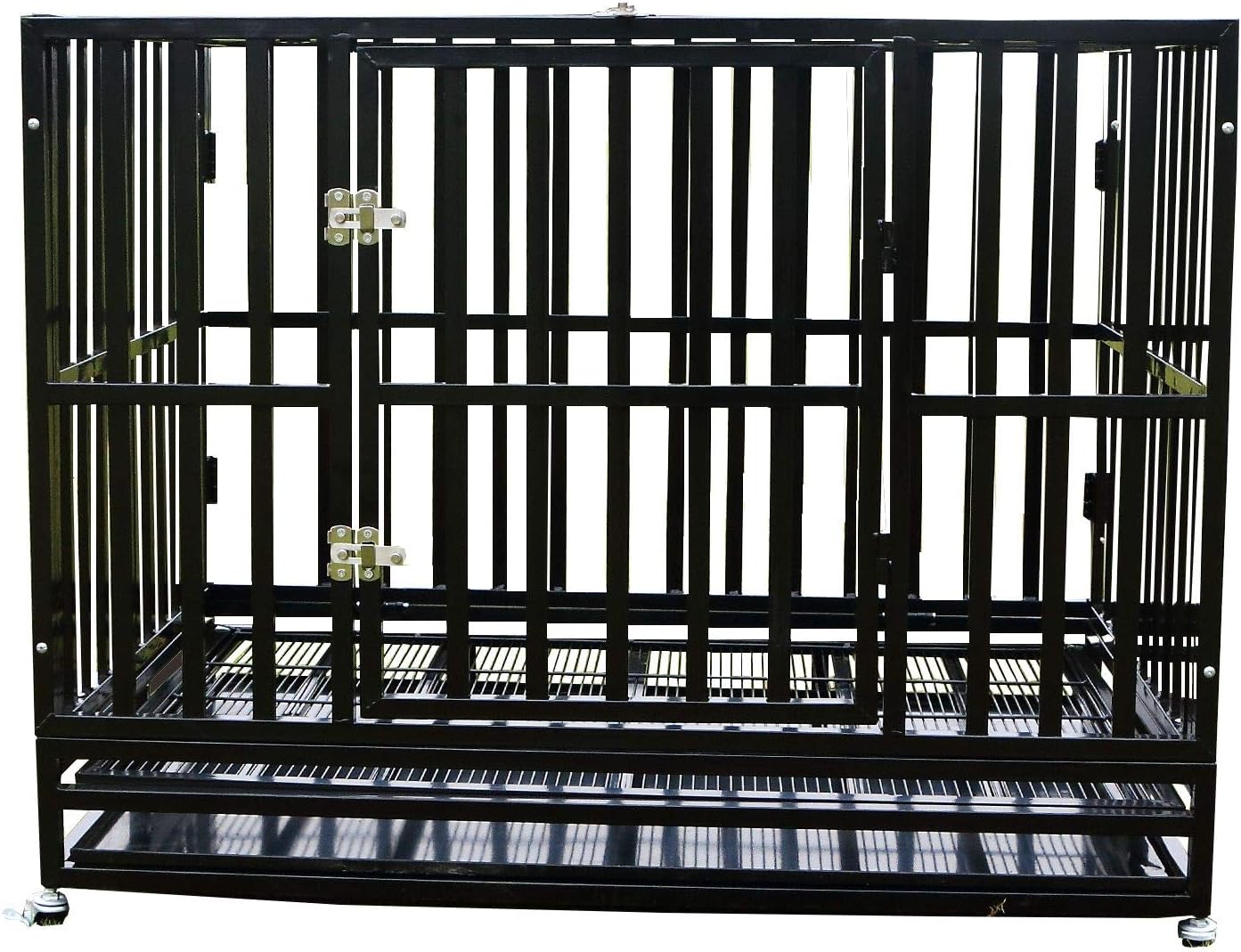 Walcut 42" Heavy Duty Square Tube Dog Cage Crate Kennel Pet Playpen w/Wheels and Tray