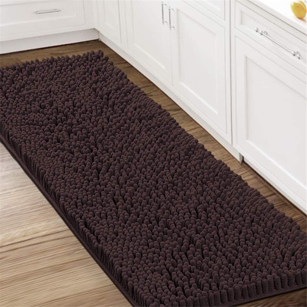 Bathroom Rugs Bath Mats for Bathroom Non Slip Chenille Bathroom Runner Rug Extra Soft and Absorbent Shaggy Rugs Washable Plush Area Carpet Mats, Perfect for Bath Room, Tub (Chocolate,59" x 20")