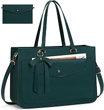 RAINSMORE Women's Work Bag with Large Clutch Bag for PC 15.6 Inches University Office Bags PU Leather Tote Shopper