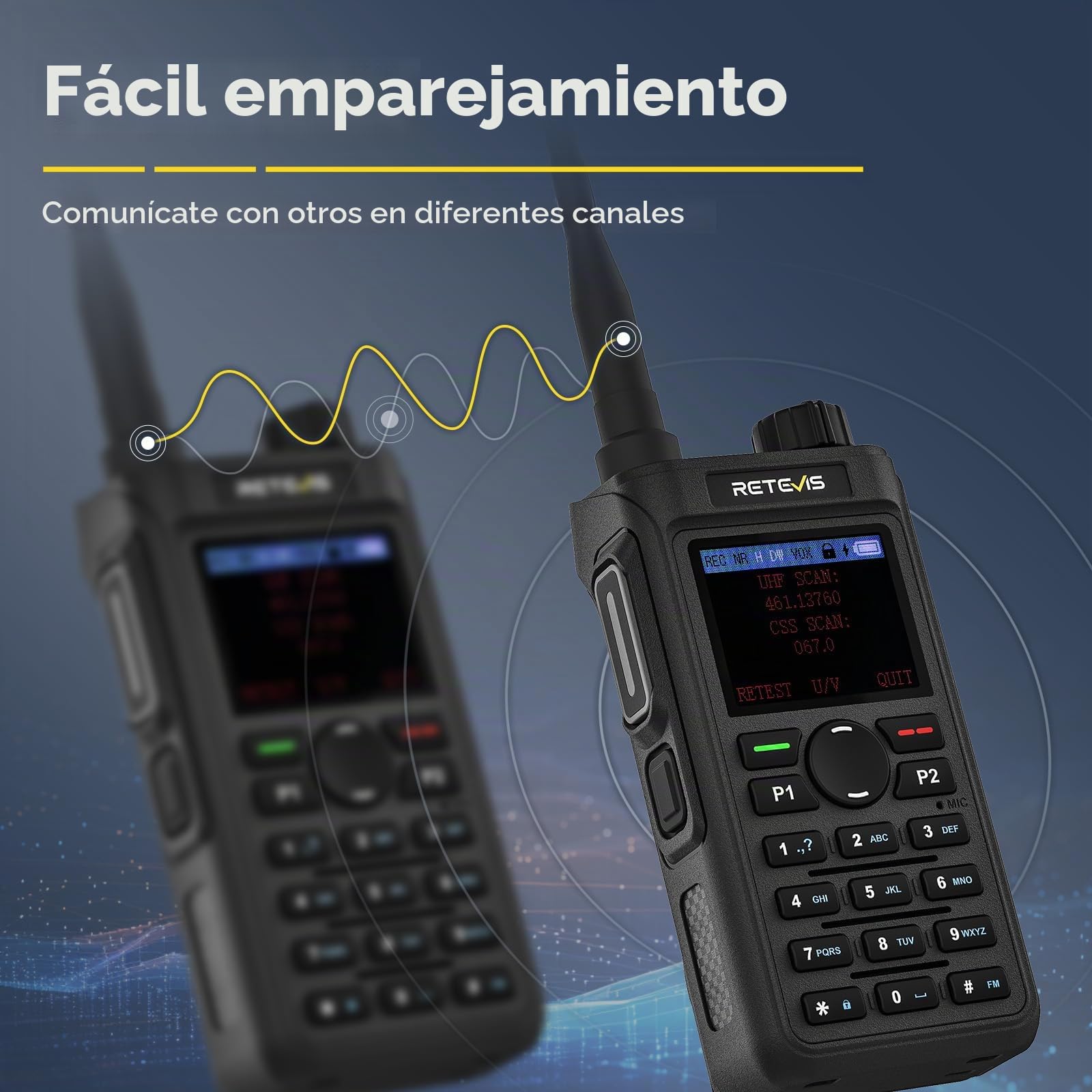 Retevis C62 Walkie Talkie Doble Banda, Radioaficionado con Pantalla LCD