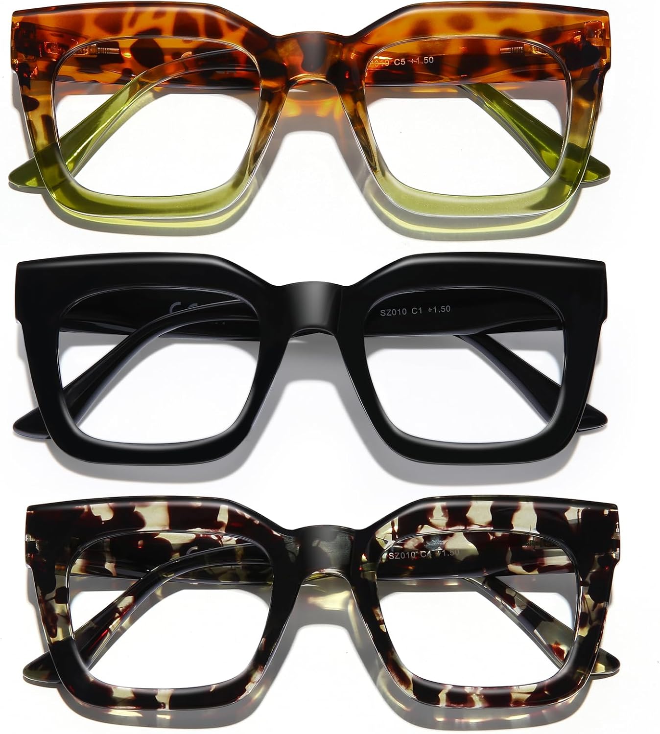 AQWANO Stylish Blue Light Reading Glasses Women, Fashion Oversized Square Designer Readers Computer Eyeglasses